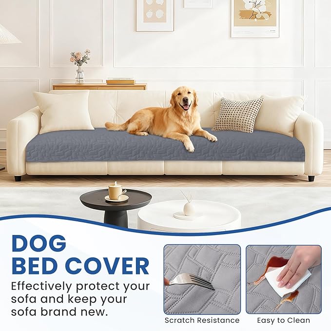 Waterproof Couch Covers for Pets, Waterproof Dog Bed Cover, Anti-Slip Soft Dog Blankets, Couch Cover for Dogs Washable, Pet Blanket for Puppy Large Dogs Cat (30x70 Inch, Light Grey)