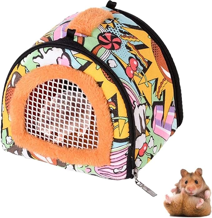 Hamiledyi Hamster Carrier Bag Gerbil Outgoing Travel Pouch Sugar Glider Breathable Carrying Strap with Zipper Suitable for Rat Hamster Mice