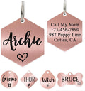 Ultra Joys Personalized Hexagon Dog Tag - Brushed Stainless Steel, Rose Gold, Small