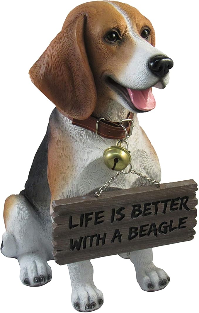 DWK Front Porch Dog Outdoor Welcome Sign Decorative Statue | Cute Dog Welcome Sign for Front Porch Standing | Decorative Garden Statues - Beagle