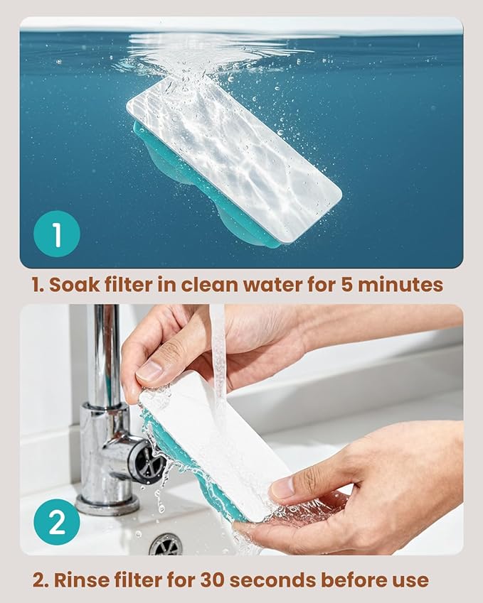 Official 8-Pack Replacement Filters and Sponges for 3.2L/108oz Stainless Steel Cat Water Fountain Cordless (4 Months Set)