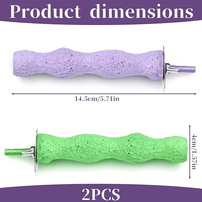 Bird Beak Grinding Stone, 2 Pcs Parrot Resin Beak Grinder Stones Anti-Slip Parakeet Nail Trimming Stick Platform Foot Claws Trimmer for Parrot Cage Accessories