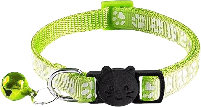 2 Pack Cat Collars - Reflective, Breakaway Design with Bells, Adjustable from 7.5 to 12.5 Inches, Ideal Kitten Collar for Both Girls & Boys (Fluorescent Green)