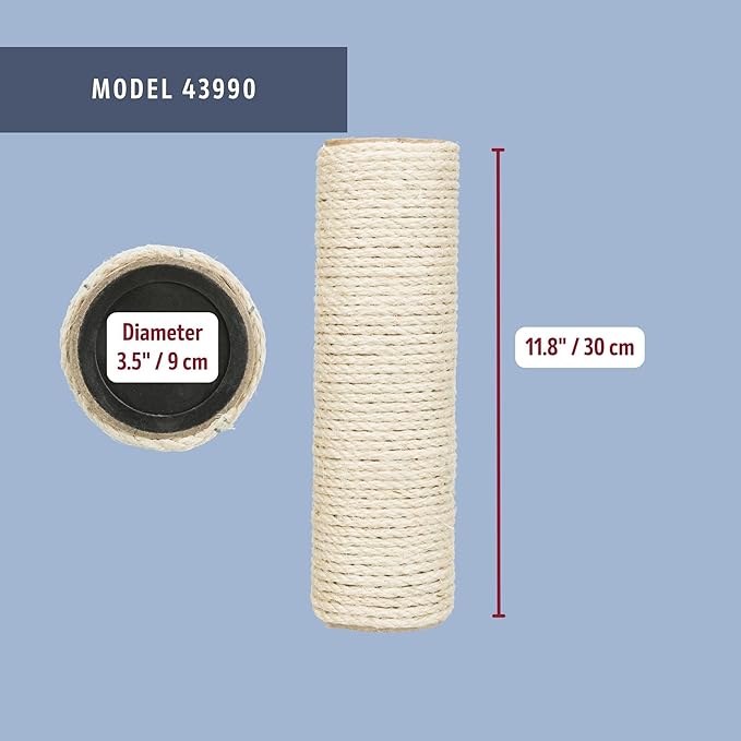 TRIXIE Replacement Sisal Post for Cat Scratching Posts, Backup Scratcher for Indoor Cat Furniture, Trees and Towers, 3.5 in x 11.8 in (9 x 30 cm)