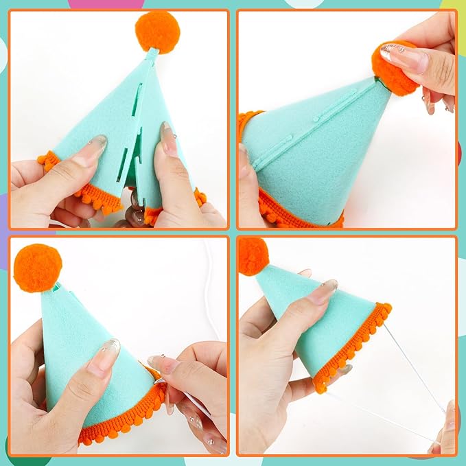 Hxezoc 10 Pcs Mini Birthday Party Hats Multicolor Lovely Crimping Cone Hats for Animals Stuffed Pets Birthday Holiday Accessories Decoration Supplies