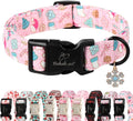 Christmas Dog Collar for Medium Dogs - Cute Snowflake Print Pink Christmas Collars for Dogs, Soft Adjustable Winter Holiday Dog Collars with Quick Release Buckle M