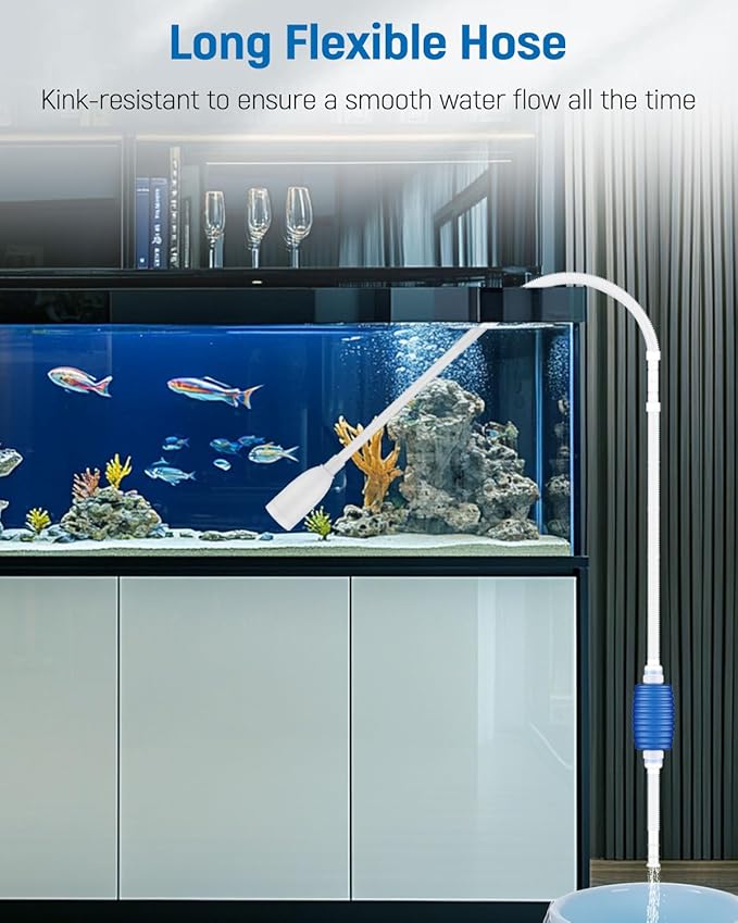 Pawfly Aquarium Water Changer Aquarium Siphon Vacuum Cleaner for 20-40 Gallon Fish Tank, Vacuum Gravel Cleaner with 4.4" Long Hose Manual Aquarium Cleaning Tools for Water Changing and Maintenance