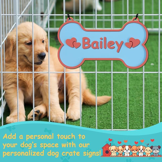 Personalized Dog Crate Sign Custom Dog Kennel Accessories Name Plate Doghouse Sign Decor