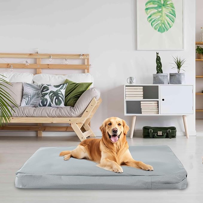Waterproof Dog Bed Cover Replacement for 48 Inch Wire Crates, Heavy Duty Oxford Fabric Pet Bed Sleeve with Zipper, Washable & Durable Mattress Protector for Puppy, 46" L x 29" W x 4" H (Cover Only)