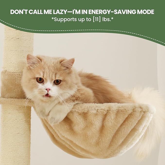 Cat Tree, 50.31-Inch Cat Tower for Indoor Cats, Cat House with Padded Platform Bed, Toy Mouse Ball, Large Cozy Condo, Hammocks and Sisal Scratching Posts for Kittens Play, White