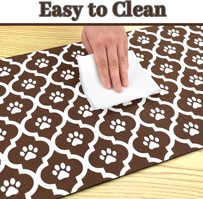 Dog Food Mat 12X20 Inch Pet Feeding Absorbent Mats for Floor Cat Water Bowl Placemats Non-Slip Washable Dog Mat for Food and Water