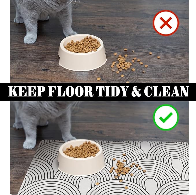 Dog Food Mats for Floors Absorbent, Pet Cat Food Mat - Quick Dry Dog Bowl Mats for Food and Water, Eco-Friendly Boho Pet Supplies 12" x 20"