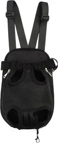 Pet Dog Puppy Cat Carrier Five Holes Backpack Double Shoulder Straps Canvas Cotton Front Chest Backpack Bag(Black, Medium)