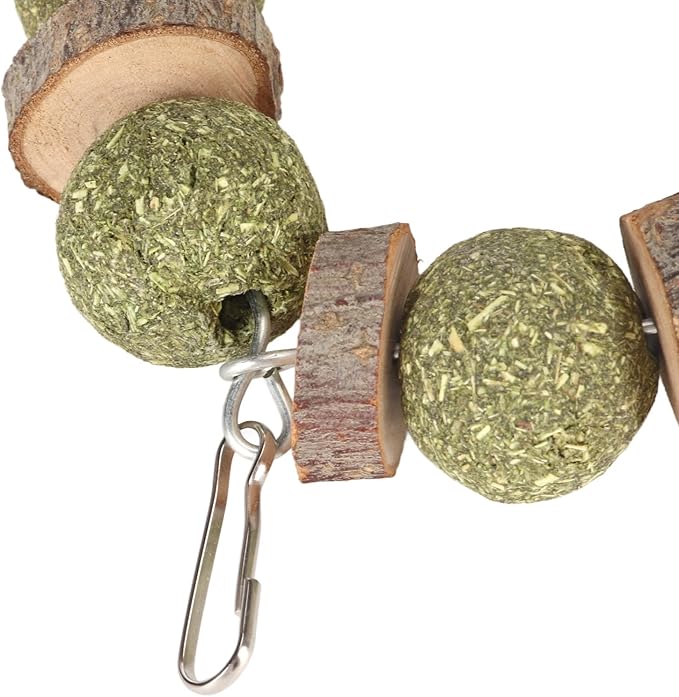 Wood and Straw Chew Toys, Edible and Non, Promote Teeth, Nutritious, for Small Animals Like Hamsters and Rabbits (Wooden Piece Round Ring)