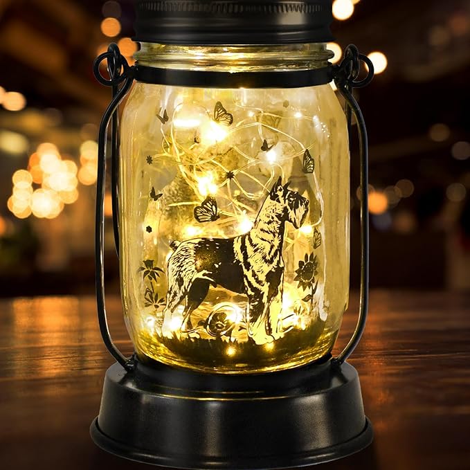 Kerry Blue Terrier Gifts for Women/Men, Pet Solar Lanterns Kerry Blue Terrier Dog Lovers Lantern Pet Loss Dog Memorial Lights Solar Garden Decoration for Yard,Patio,Backyard,Torches Lights Home Decor