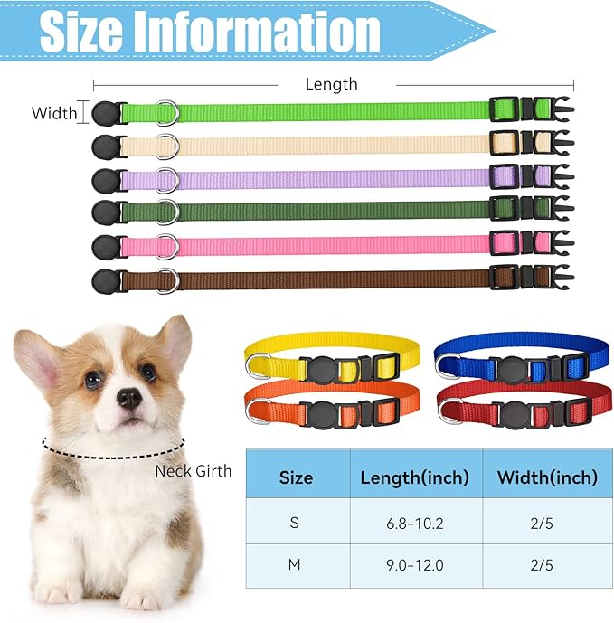 16 PCS Puppy Collars, Safety Buckle Collars for Litter Nylon Adjustable Puppy Collars for Small Puppies, Breakaway Whelping Collars Pet Supplies,Stuff,Accessories(S)