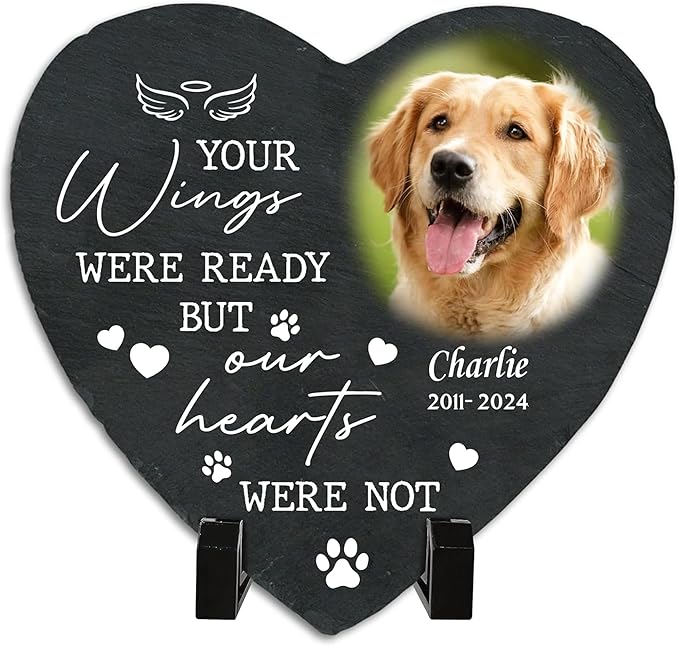 Personalized Dog Memorial Stone with Photo and Name Custom Pet Remembrance Plaque Sympathy Keepsake for Loss of Dog Outdoor Grave Garden Memorial Decor