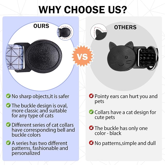 Breakaway Cat Collar with Bell & Cute Pendant, 2 Pack Kitten Collars with Safety Buckle for Girl Boy Male Female Cats, Puppies and Small Pet, Adjustable 8-12 Inch