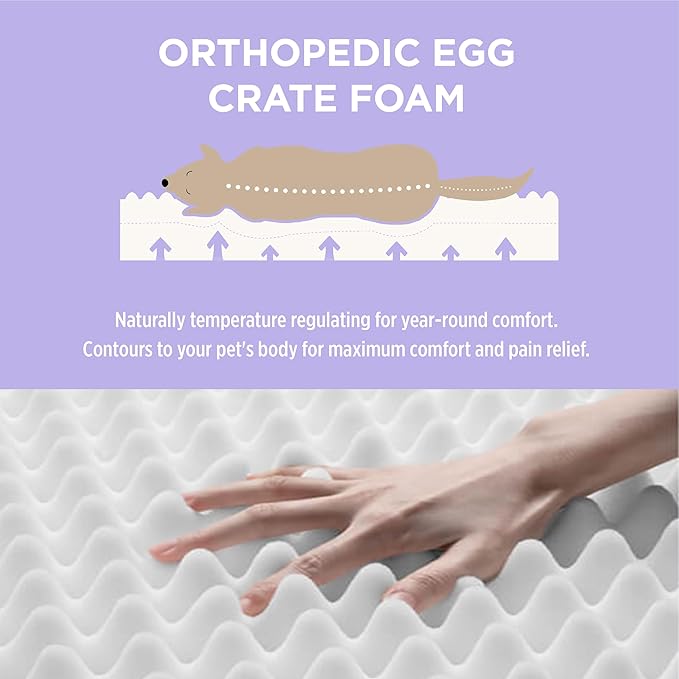 LE SURE Outdoor Waterproof Dog Bed for Extra Large Dogs, Orthopedic Egg Crate Foam Pet Bed with Oxford Fabric Surface and Removable and Durable Cover, Machine Washable, 48''x30'', Grey