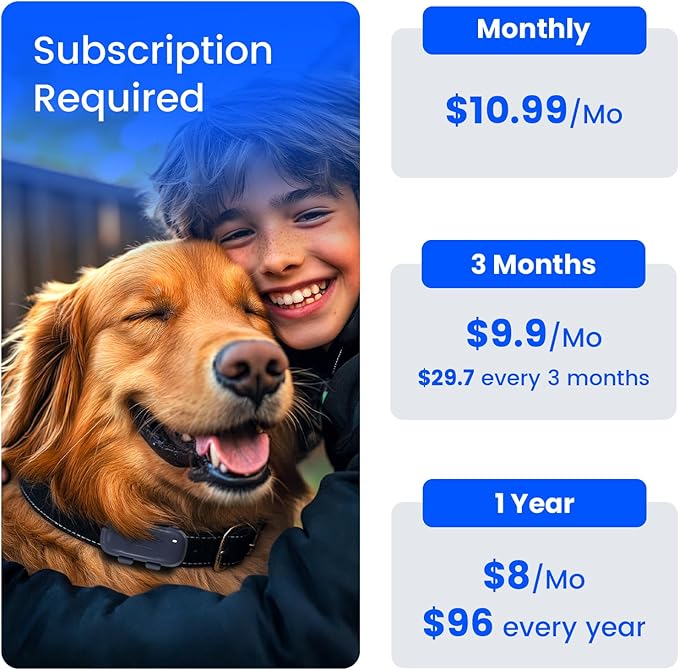 SEEWORLD Cat Tracker Dog Tracking Device with Real-Time Location | Activity Sleeping Monitoring | Geo-Fence for All Collars-iOS & Android, Subscription Required