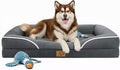 HOMEMATE Dog Bed for Extra Large Dog: 48x35 inch Orthopedic Large Dogs Bed XXL Outdoor Pet Cat Bed Sofa Supplies with Toy Dogs Crate Pad Couch with Removable Washable Cover & Non-Slip Botton Dark Grey
