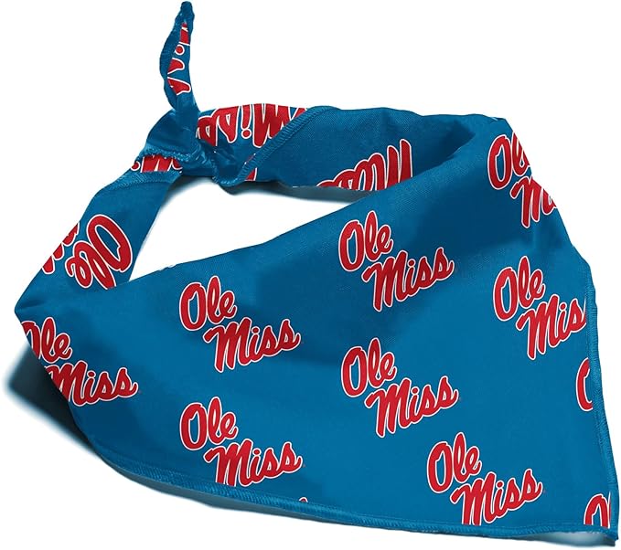 Ole Miss Rebels Officially Licensed Bandana for Dogs and Cats | Fits Pets Great Gift Idea | Easy-to-Tie (Small, 13")