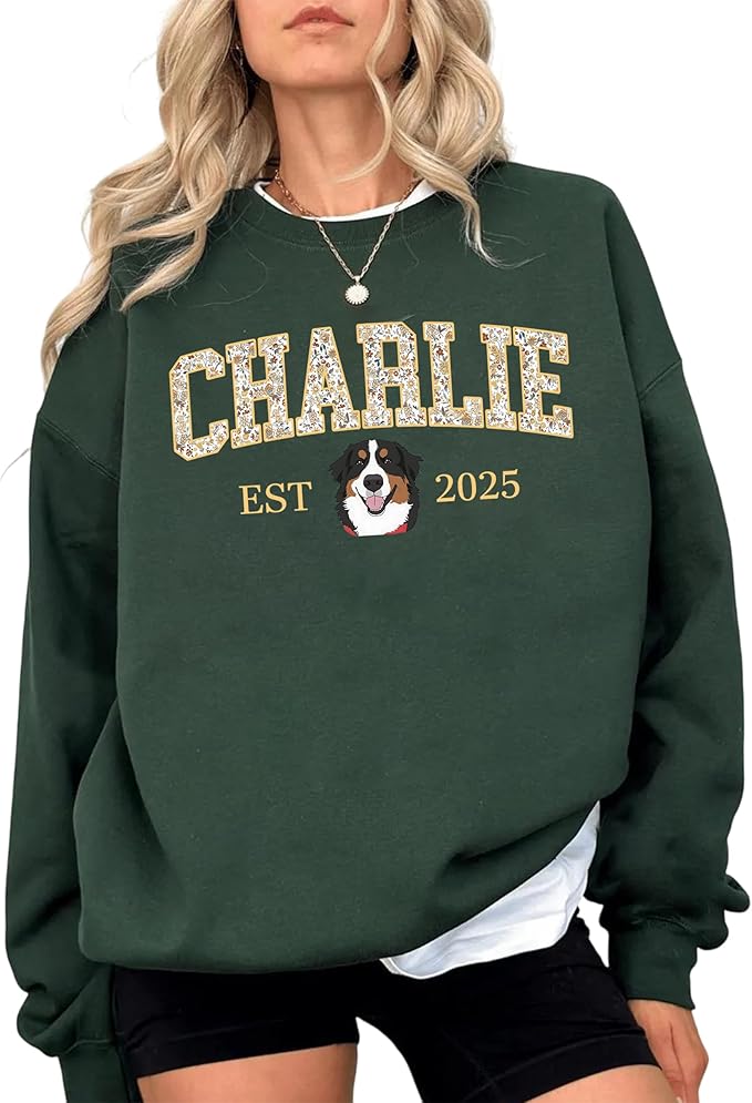 Custom Pet Sweatshirts with Photo and Name, Personalized Dog Sweatshirt, Gifts for Dog Mom, Dad