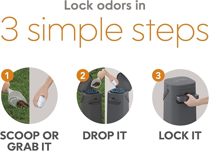 Pet Genie Pail | Dog Waste Disposal System for Outdoor and Indoor Odor Control | Dog Poop Trash can | Includes 1 Square Refill Bag That Lasts up to 2 Months
