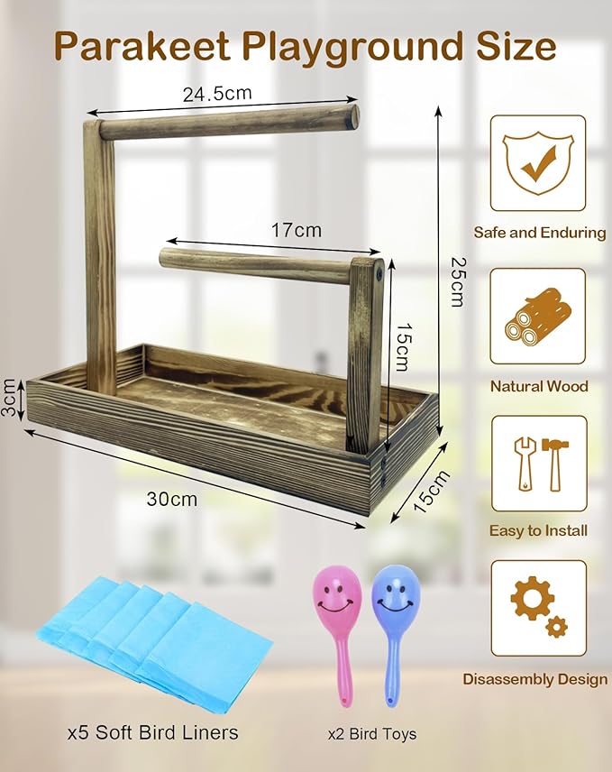 8 Pcs Small Bird Training Stand Set Portable Tabletop Birds Perch Desktop Platform Training Perch with Disposable Pads Parakeet Play Gyms Exercise for Budgie Conure Parrot Cockatiel