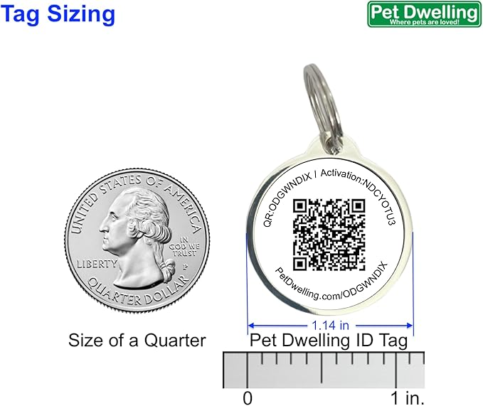 Pet Dwelling QR Code Pet ID Tag – Smart Dog & Cat ID Tags for Pet Safety, Free Personalized Online Profile, Instant Scan Alerts, AI Insights (Black Paw)
