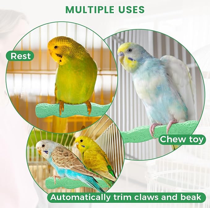2pcs Bird Beak Grinding Stone, Anti-Slip Parakeet Nail Trimming Stick Resin, Bird Parrot Cage Perch Stand Platform Foot, Claws Trimmer Chewing Toys for Budgies, Parakeets, Cockatiels, Conures