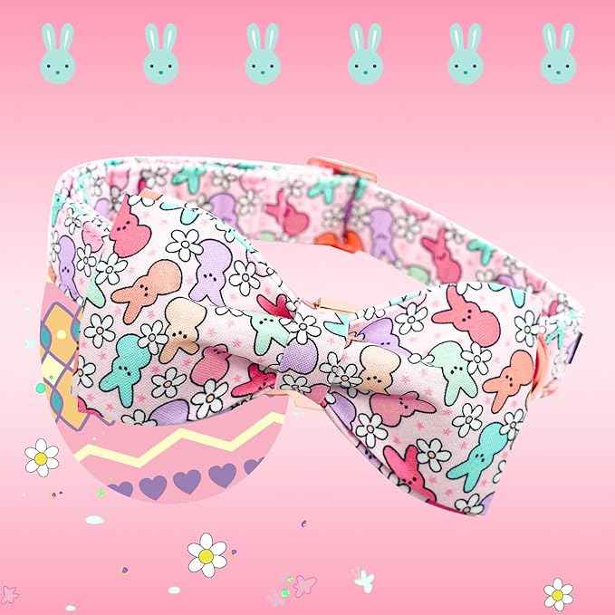 Lionheart glory Dog Bow Collar Easter Day Dog Collar for Medium Dogs,Rabbits Dog Collars with Bowtie Colorful Dog Collar Spring Collars Pet Collar Bows
