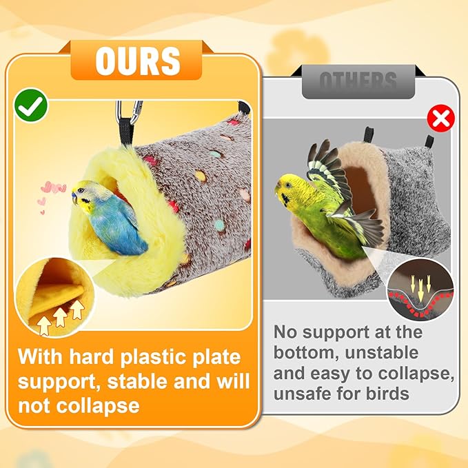MEWTOGO Small Winter Warm Bird Nest for Cage - Comfortable Birds Bed with Support Plate, Hanging Shed Hideaway Hammock Hut Gift for Budgerigar Canaries Lovebirds