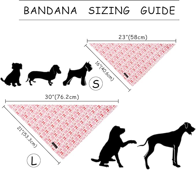 ARING PET Valentine's Day Dog Bandana, Cute Pink Bow Pet Bandanas Scarf Triangle Bibs Handkerchief for Puppy Small Medium Large Boy Girl Dogs-S