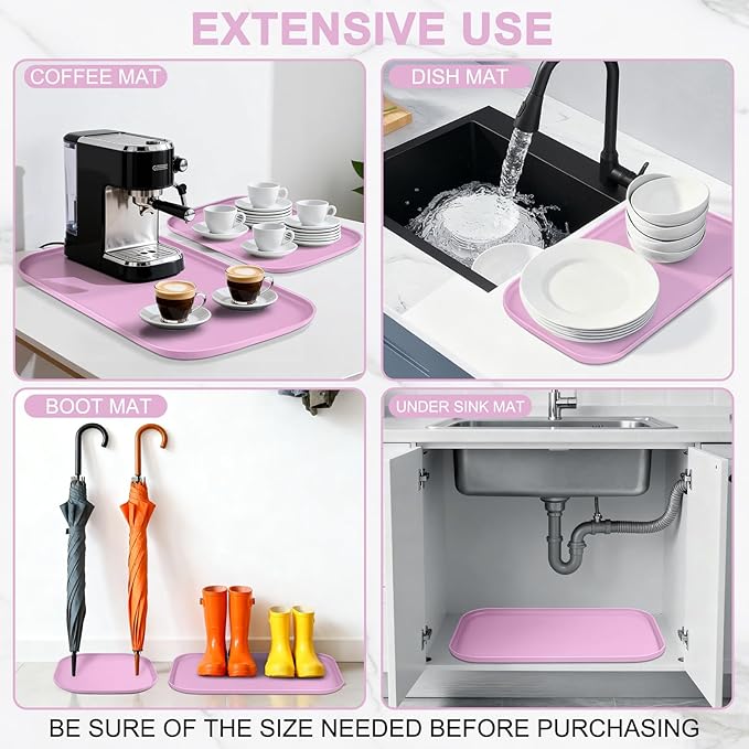 Small Silicone Pet Food Mat with Raised Edge for Food and Water Bowl, Square Dog Feeding Mats, Cat Food Trays for Floor Waterproof, Rubber Tray for Dogs and Cats, 12 x 12 x 0.7 Light Pink