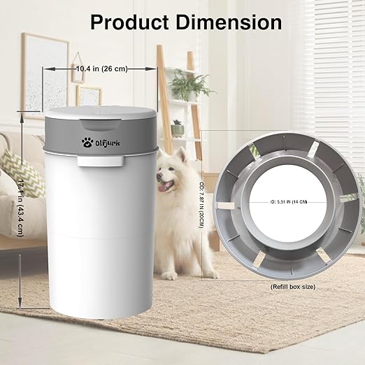Pet Trash Can| Dog Waste Disposal System for Outdoor and Indoor Odor Control | Dog Poop Trash can | Includes 4 Square Refill Bag