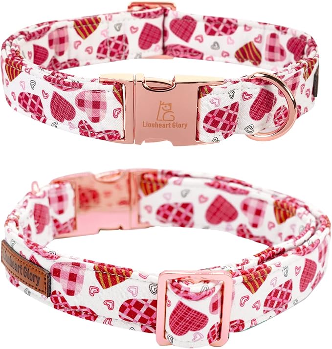 Lionheart glory Heart Dog Collar, Adjustable Dog Collar with Bowtie, Pet Gift Collar for Dog Soft Bowtie Dog Collars for Small Dogs