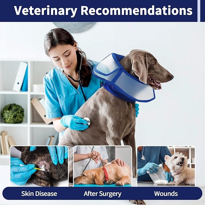 Allroaring Dog Cone Collar, Soft Dog Cones for Medium Dogs After Surgery, Adjustable Pet Cone for Dogs to Stop Licking, Breathable Doggie Elizabethan Collar for Wound Care Spay Neuter, Blue M