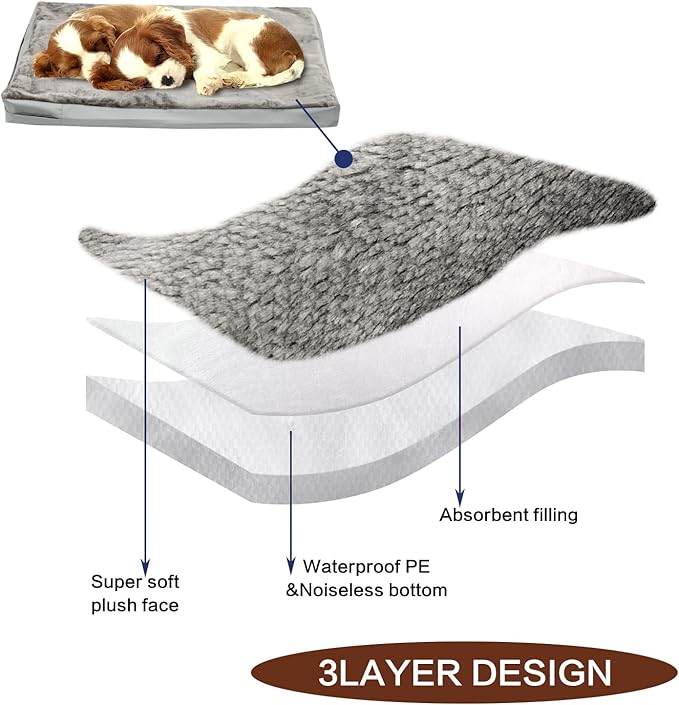 Waterproof Dog Bed Cover,Washable Removable Pet Dog Bed Replacement Cover for 48 Inch Crate,Water Absorbable Pet Puppy Bed Covers for Dogs Cat,46Lx29Wx4H inch