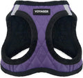 Best Pet Supplies - All Weather Plush, Reflective, No Pull Harness for Small, Medium Dogs, Cats - Secure with Hook & Loop Fastener, Buckle, Double D-Rings - Purple Faux Leather, M