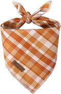 Fall Dog Bandana – Autumn Plaid Triangle Scarf for Small Medium Large Dogs, Soft Cotton Pet Bib for Halloween Thanksgiving, Adjustable Dog Kerchief for Daily Wear