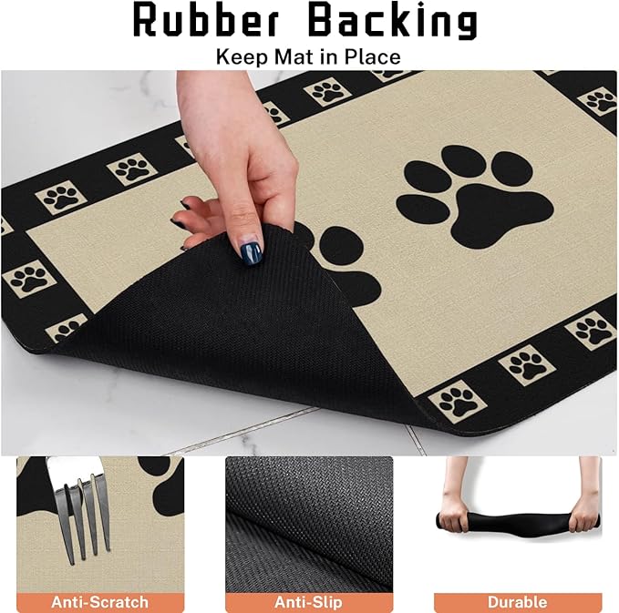 Absorbent Pet Dog Bowl Mat for Food and Water, Pet Cat Food Feeding Mat with Non Slip Rubber Backing, Dog Food Mats for Floors Waterproof, 24"x32"
