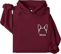 Custom Dog Mom Shirt for Women Pet Ears Sweatshirt with Name Unique Puppy Line Art Cute Dad Hoodie for DogDad Owner Lover