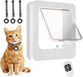 Smart Cat Door for Interior & Exterior, Cat Pet Door with 3 Collar Sensor Keys & 1 Remote Control & 4 Way Locking Cat Flap with RFID Collar Activated Opening