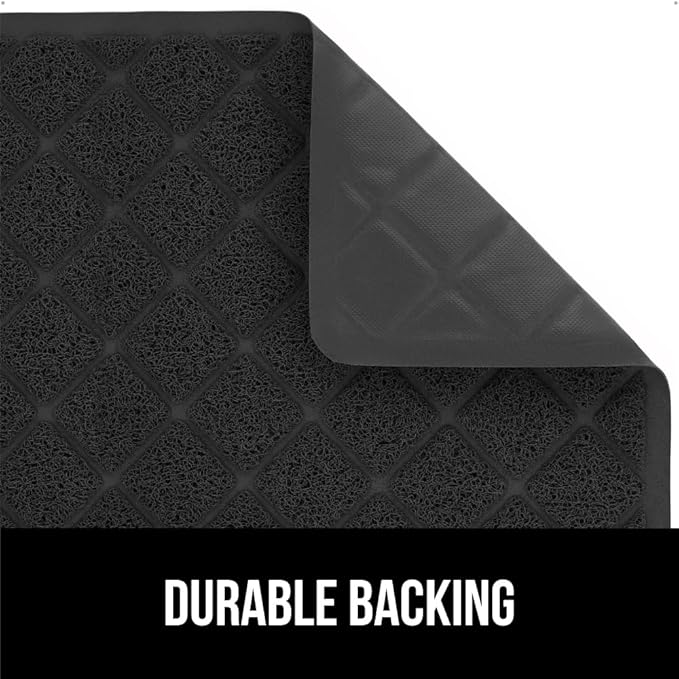 GORILLA GRIP Cat Litter Box Mat, Water Resistant, US Designed Kitty Litter Trapping Mats, Easy to Clean, Scatter Control, Less Mess and Clean Floors, Kitten Supplies for Indoor Cats 24x17 Black 2 Pack