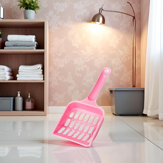 Pink Cat Litter Scoop,Tray with Handle Compact Solid Color Cat Litter Sifter Coffee One Size