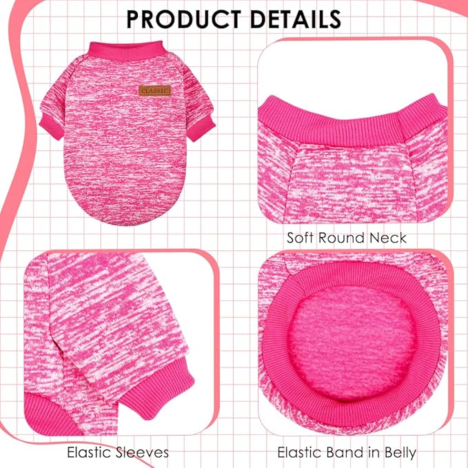 3 Pack Dog Sweaters for Small Dogs Girl Boy Winter Fleece Clothes Warm Soft Dog Sweatshirt Outfit for Dogs Cats Pet Apparel