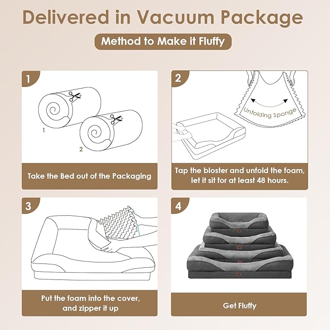 EHEYCIGA Orthopedic Dog Bed for Medium Dog, 35x22x6.5 Inch Memory Foam Dog Couch Bed with Sides, Waterproof Liner & Washable Removable Cover, Bolster Pet Sofa, Grey