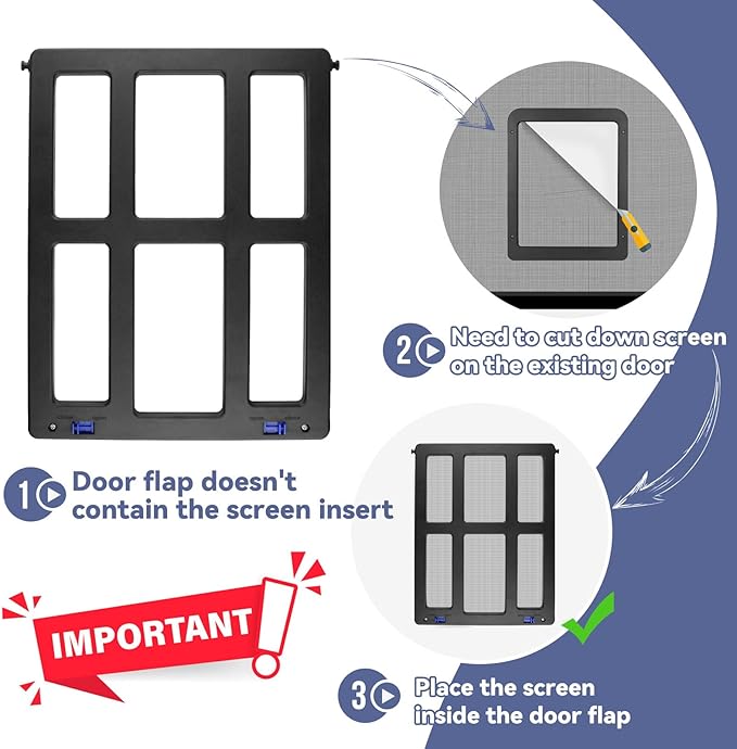 NAMSAN Dog Screen Door, Flap Opening 11.2 x 14.4 inches, Dog Door for Screen Door, Large Pet Door for Sliding Door Magnetic Self-Closing, Screen Door with Doggie Door Built in, Lockable, Black