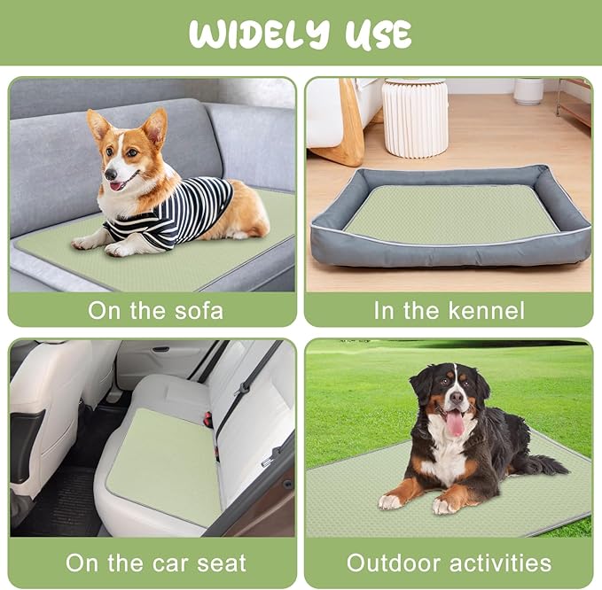 Summer Dog Cooling Mat Washable Ice Silk Self Cool Pad for Small Medium Large Dogs and Cats, Pet Sleeping Pad for Crate, Bed, Indoor & Outdoor Floor, Car Seats